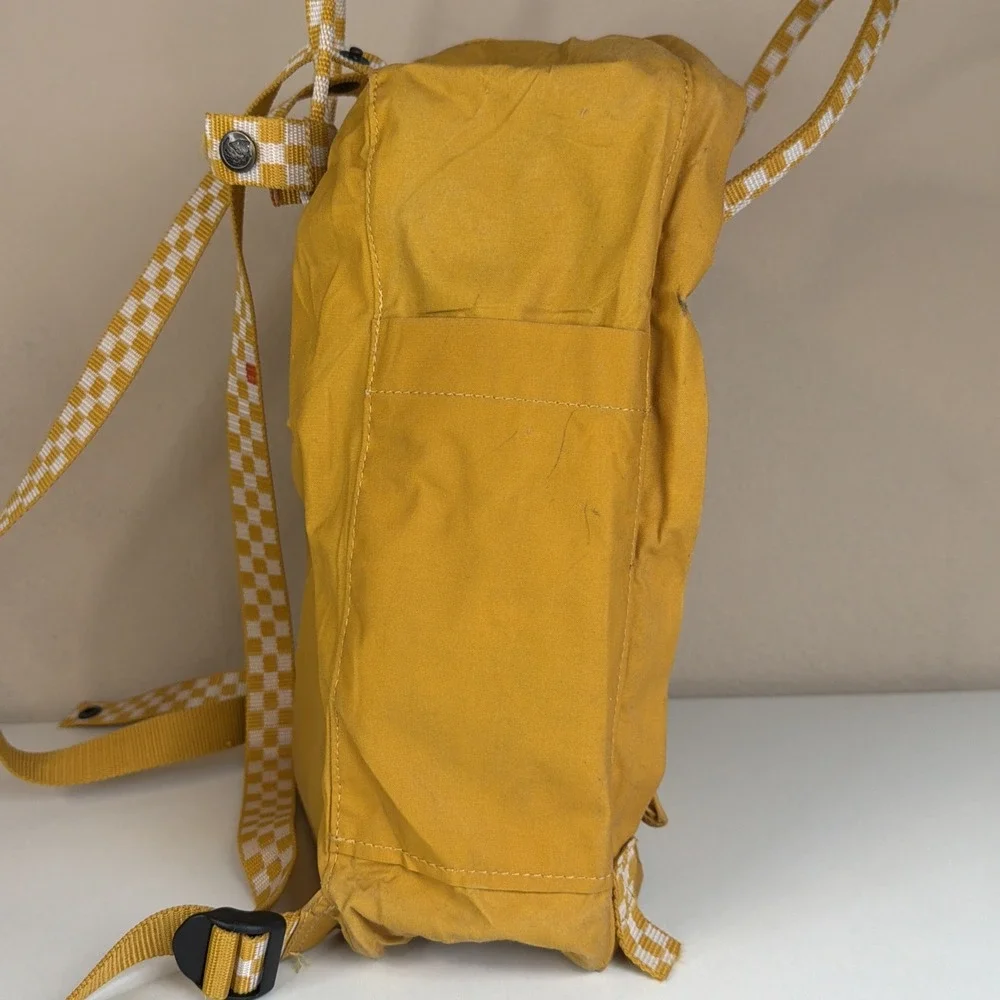 Fjallraven Kanken Checkered Backpack Ochre chess pattern Yellow